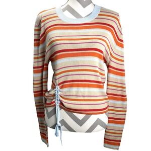 27 Miles Malibu Cotton Multicolor Striped lightweight Ribbed‎ Sweater Large